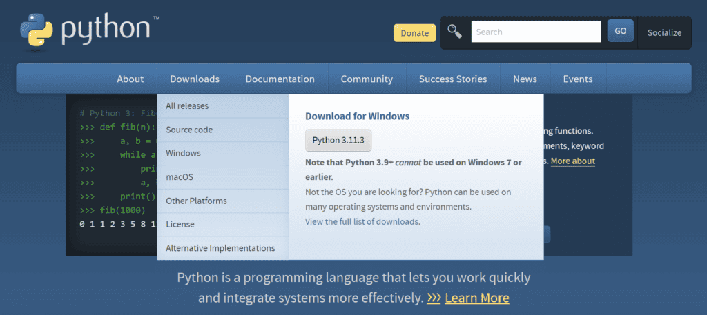 Python Microsoft Windows Download